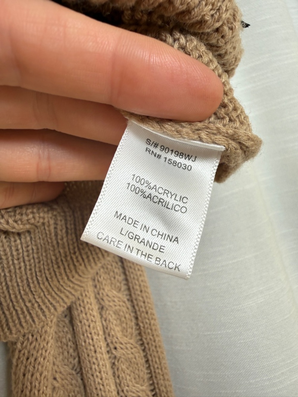 Love Tree Taupe Cable Knit Bow Detail Cropped Sweater | Size L - Picture 10 of 10